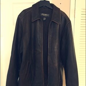 Men's large/tall dark brown leather jacket